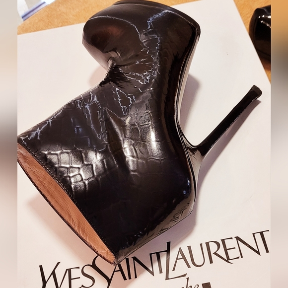 Yves Saint Lautent (YSL) Tribute Boot, Vernice Soft Croco Chess bootie, 37 size - Picture 14 of 16